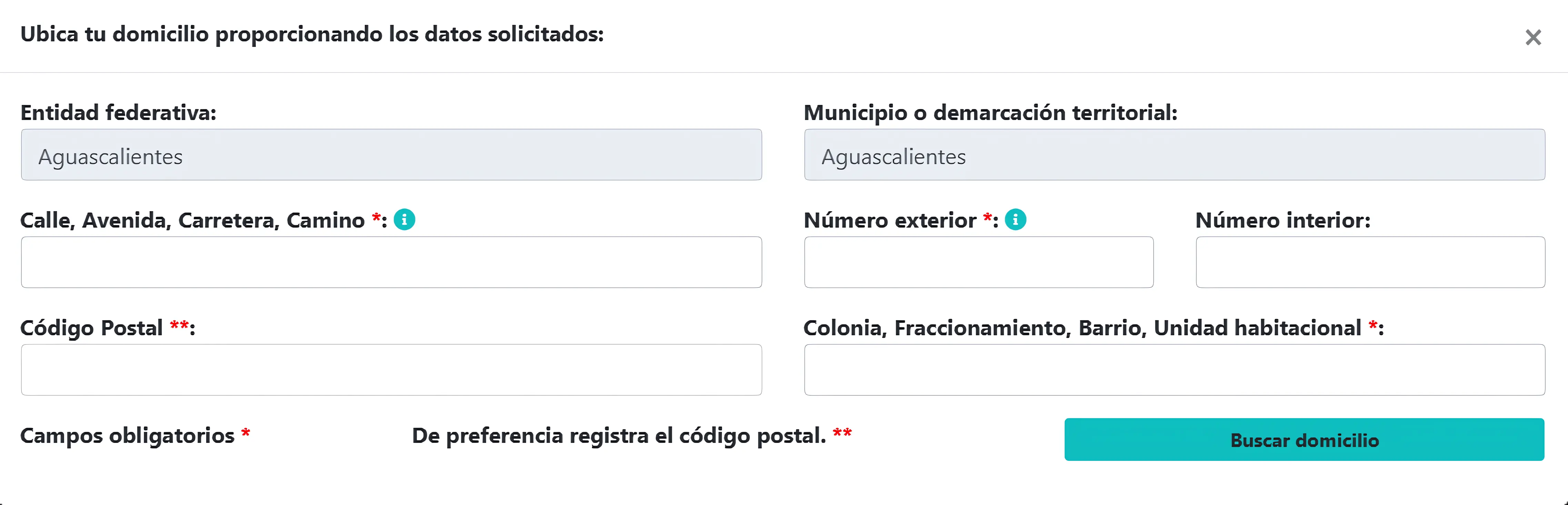 imagen de ejemplo de Proporcionar su domicilio